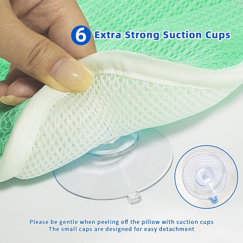 CONBELLA Bath Pillow, Bath Pillows for Tub Neck and Back Support, Bathtub Pillows for Head and Neck with 6 Strong Non-Slip Suction Cups, 4D Air Mesh, Bath Accessories Spa Gifts for Women(Green) - Image 4